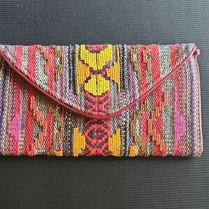 Steve Madden Red and Pink Geometric Clutch